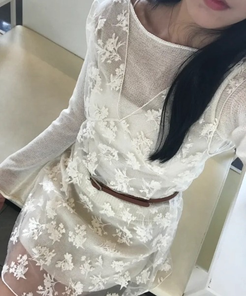 Mela(メラ)の「フラワーオーガンジーレイヤードワンピース(ワンピース・レディース・ホワイト・FREE)」の9枚目の写真