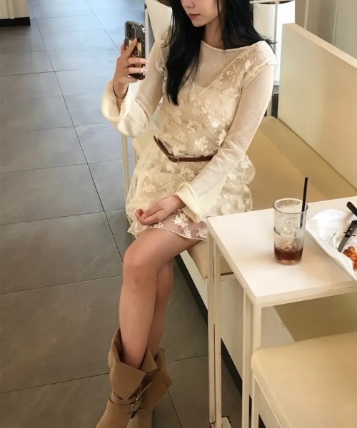 Mela(メラ)の「フラワーオーガンジーレイヤードワンピース(ワンピース・レディース・ホワイト・FREE)」の13枚目の写真