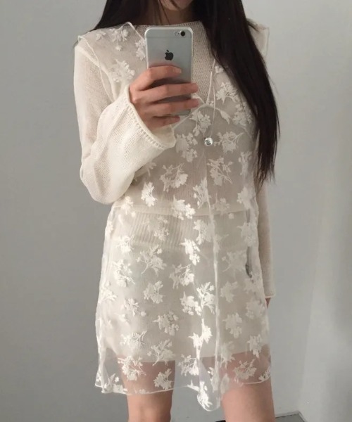 Mela(メラ)の「フラワーオーガンジーレイヤードワンピース(ワンピース・レディース・ホワイト・FREE)」の14枚目の写真