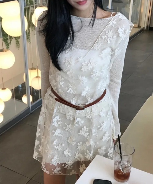 Mela(メラ)の「フラワーオーガンジーレイヤードワンピース(ワンピース・レディース・ホワイト・FREE)」の18枚目の写真