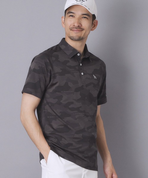 adabat(アダバット)の「【ADABAT NAVY】吸水速乾/UVカット リンクスジャガード半袖ポロシャツ(ポロシャツ・メンズ・チャコール/ライトグレー系3・48/46/52/50)」の2枚目の写真