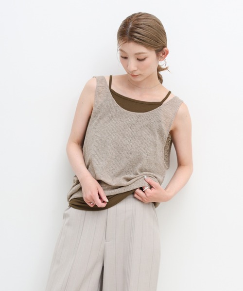 select MOCA(セレクトモカ)の「リネンシアーワッフルタンクテレコキャミセット(タンクトップ・レディース・チャコールグレー/ブラウン/グレイッシュベージュ/ブラック・FREE)」の11枚目の写真