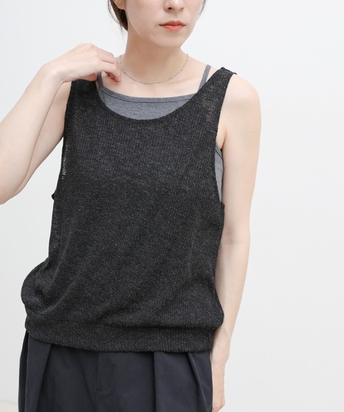 select MOCA(セレクトモカ)の「リネンシアーワッフルタンクテレコキャミセット(タンクトップ・レディース・チャコールグレー/ブラウン/グレイッシュベージュ/ブラック・FREE)」の22枚目の写真