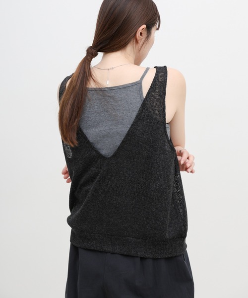 select MOCA(セレクトモカ)の「リネンシアーワッフルタンクテレコキャミセット(タンクトップ・レディース・チャコールグレー/ブラウン/グレイッシュベージュ/ブラック・FREE)」の20枚目の写真