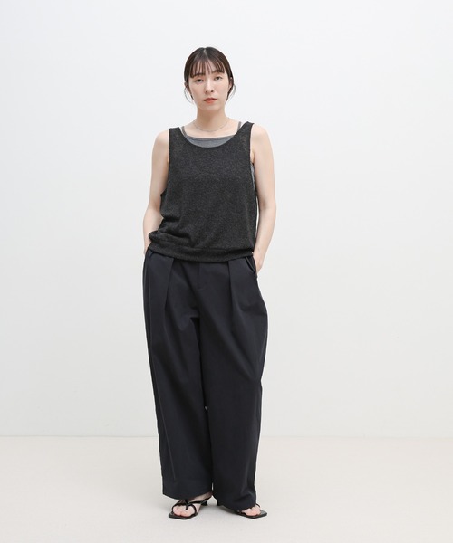 select MOCA(セレクトモカ)の「リネンシアーワッフルタンクテレコキャミセット(タンクトップ・レディース・チャコールグレー/ブラウン/グレイッシュベージュ/ブラック・FREE)」の6枚目の写真