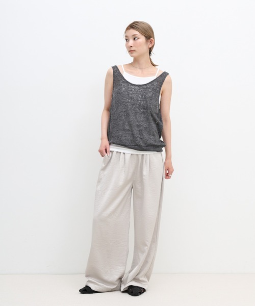 select MOCA(セレクトモカ)の「リネンシアーワッフルタンクテレコキャミセット(タンクトップ・レディース・チャコールグレー/ブラウン/グレイッシュベージュ/ブラック・FREE)」の7枚目の写真