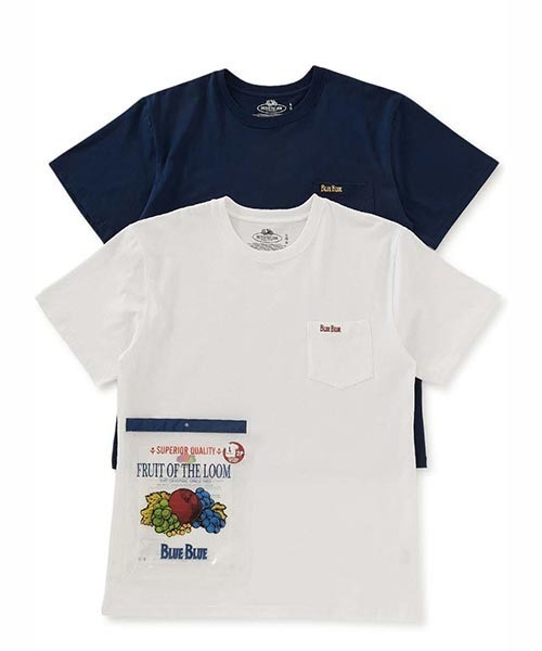BLUE BLUE(ブルーブルー)の「FRUIT OF THE LOOM × BLUE BLUE オーガニックコットン /2パック ポケットTシャツ/24(Tシャツ/カットソー・メンズ・ネイビー・XL/L/M)」の1枚目の写真