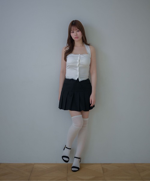 M DOLLY(エムドリー)の「Lace nora halter neck tops / レースノラホルターネックトップス(Tシャツ/カットソー・レディース・ブラック/ホワイト・FREE)」の8枚目の写真