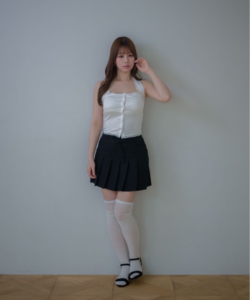 M DOLLY(エムドリー)の「Lace nora halter neck tops / レースノラホルターネックトップス(Tシャツ/カットソー・レディース・ブラック/ホワイト・FREE)」の9枚目の写真