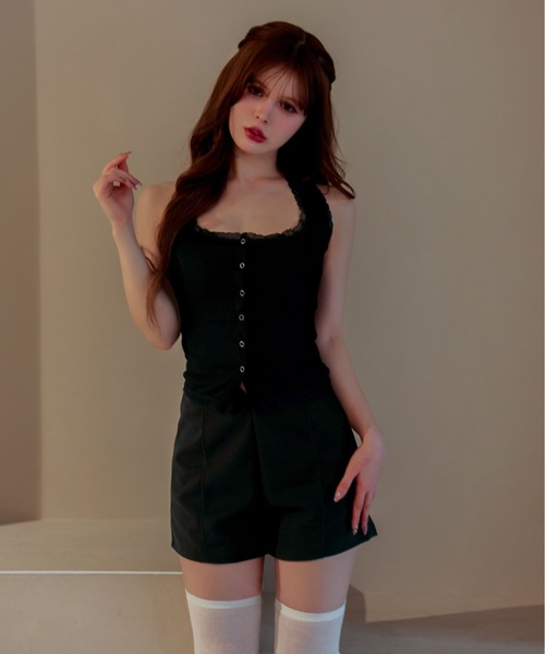 M DOLLY(エムドリー)の「Lace nora halter neck tops / レースノラホルターネックトップス(Tシャツ/カットソー・レディース・ブラック/ホワイト・FREE)」の12枚目の写真