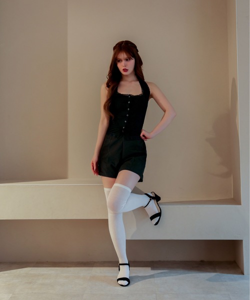 M DOLLY(エムドリー)の「Lace nora halter neck tops / レースノラホルターネックトップス(Tシャツ/カットソー・レディース・ブラック/ホワイト・FREE)」の18枚目の写真