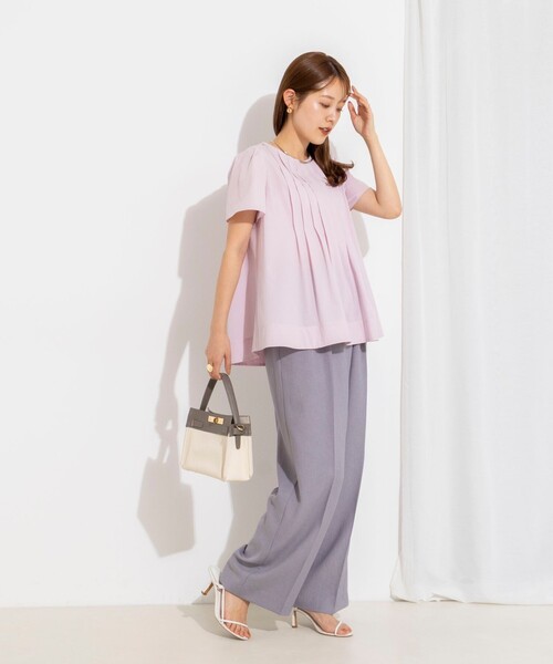 NOLLEY’S(ノーリーズ)の「《撥水/セットアップ対応》ウォッシャブルアクティブストレッチタックブラウス(シャツ/ブラウス・レディース・ベビーピンク/オフホワイト/ネイビー・38)」の21枚目の写真
