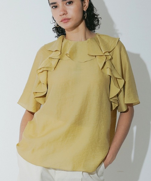 DESIGNWORKS(デザインワークス)の「ラッフルブラウス(シャツ/ブラウス・レディース・イエロー・38)」の4枚目の写真