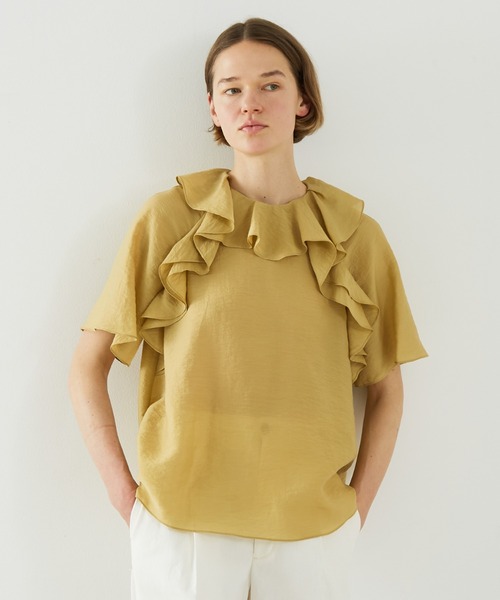 DESIGNWORKS(デザインワークス)の「ラッフルブラウス(シャツ/ブラウス・レディース・イエロー・38)」の6枚目の写真
