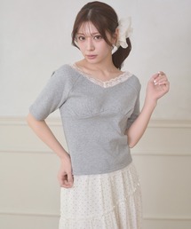 lace docking rib tops / レースドッキングリブトップス