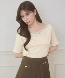 lace docking rib tops / レースドッキングリブトップス