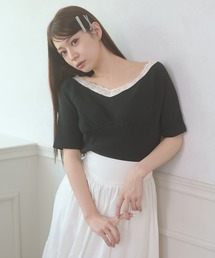 lace docking rib tops / レースドッキングリブトップス