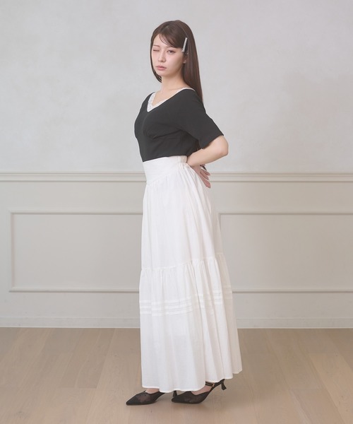 Ambre Neige(アンブルネージュ)の「lace docking rib tops / レースドッキングリブトップス(Tシャツ/カットソー・レディース・ブラック/グレー/オフホワイト・FREE)」の21枚目の写真
