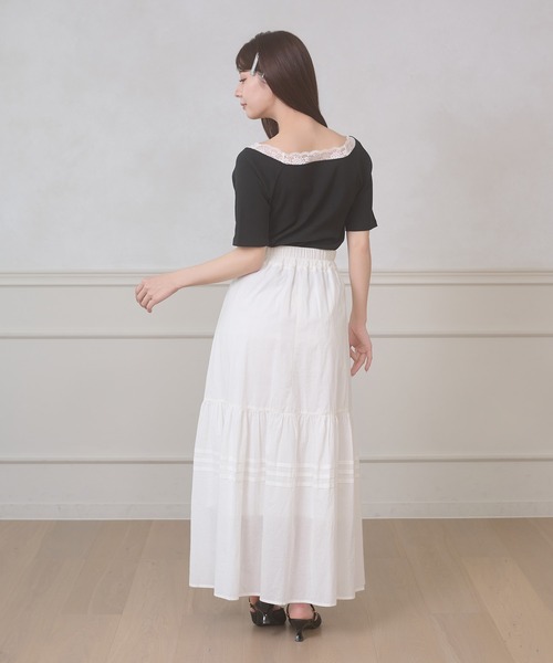Ambre Neige(アンブルネージュ)の「lace docking rib tops / レースドッキングリブトップス(Tシャツ/カットソー・レディース・ブラック/グレー/オフホワイト・FREE)」の22枚目の写真