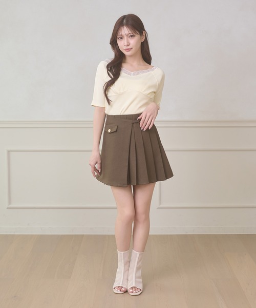 Ambre Neige(アンブルネージュ)の「lace docking rib tops / レースドッキングリブトップス(Tシャツ/カットソー・レディース・ブラック/グレー/オフホワイト・FREE)」の10枚目の写真