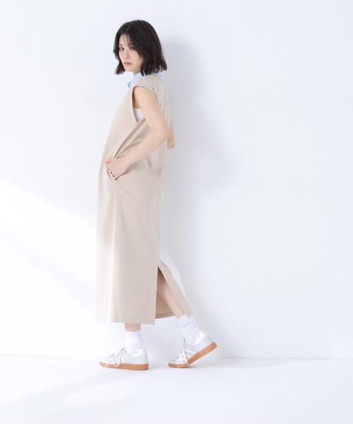 NATURAL BEAUTY BASIC(ナチュラルビューティーベーシック)の「シャツカラーカットソーワンピース(ワンピース・レディース・ベージュ系その他/ネイビー系・MEDIUM/P/S)」の4枚目の写真