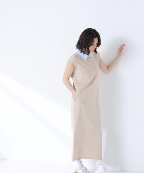 NATURAL BEAUTY BASIC(ナチュラルビューティーベーシック)の「シャツカラーカットソーワンピース(ワンピース・レディース・ベージュ系その他/ネイビー系・MEDIUM/P/S)」の5枚目の写真