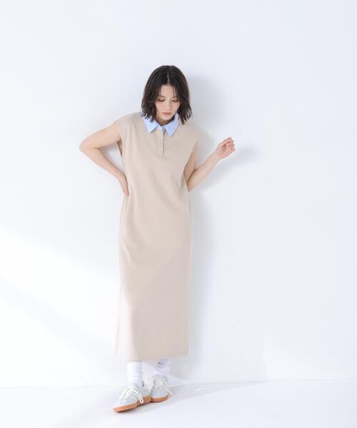NATURAL BEAUTY BASIC(ナチュラルビューティーベーシック)の「シャツカラーカットソーワンピース(ワンピース・レディース・ベージュ系その他/ネイビー系・MEDIUM/P/S)」の8枚目の写真