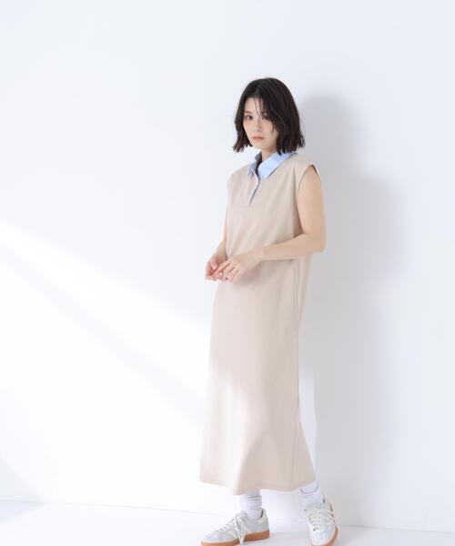 NATURAL BEAUTY BASIC(ナチュラルビューティーベーシック)の「シャツカラーカットソーワンピース(ワンピース・レディース・ベージュ系その他/ネイビー系・MEDIUM/P/S)」の9枚目の写真