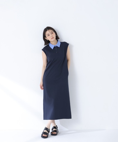 NATURAL BEAUTY BASIC(ナチュラルビューティーベーシック)の「シャツカラーカットソーワンピース(ワンピース・レディース・ベージュ系その他/ネイビー系・MEDIUM/P/S)」の18枚目の写真