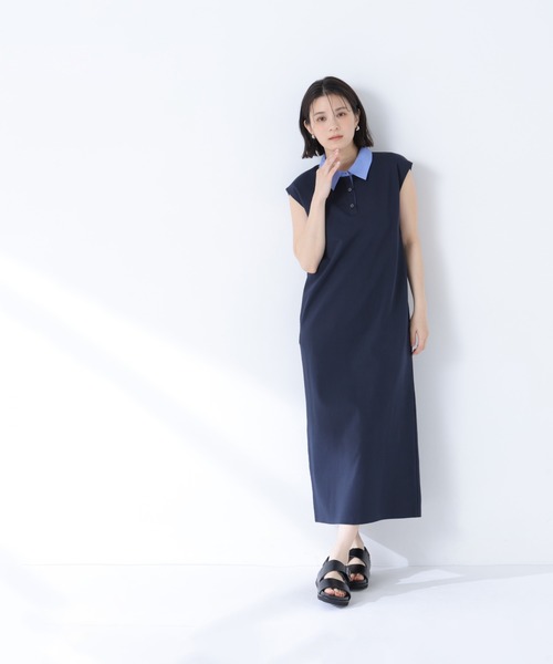 NATURAL BEAUTY BASIC(ナチュラルビューティーベーシック)の「シャツカラーカットソーワンピース(ワンピース・レディース・ベージュ系その他/ネイビー系・MEDIUM/P/S)」の21枚目の写真