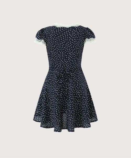 LA POMME petit(ラポミ・プチ)の「V-neck Lace Piping Dots One Piece(ワンピース・レディース・ネイビー・SMALL/LARGE/MEDIUM)」の2枚目の写真