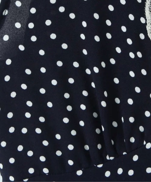 LA POMME petit(ラポミ・プチ)の「V-neck Lace Piping Dots One Piece(ワンピース・レディース・ネイビー・SMALL/LARGE/MEDIUM)」の4枚目の写真
