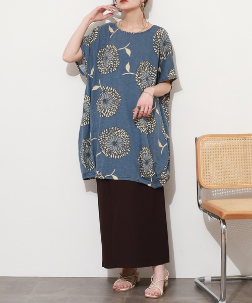 BARNDOOR(バーンドア)の「天竺タックチュニック 26SS 半袖(チュニック・レディース・イエロー系/ネイビー系/ネイビー/オートミール・FREE)」の8枚目の写真