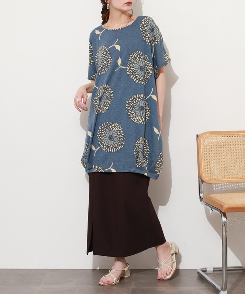 BARNDOOR(バーンドア)の「天竺タックチュニック 26SS 半袖(チュニック・レディース・イエロー系/ネイビー系/ネイビー/オートミール・FREE)」の9枚目の写真