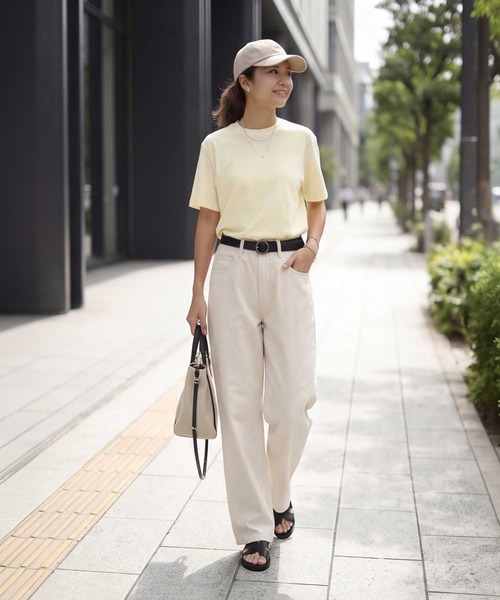 STYLE DELI（スタイルデリ）の「薄手スムースクルーネックTシャツ（Tシャツ/カットソー・レディース・イエロー/ブラック/ピンク/ホワイト・FREE）」の8枚目の写真