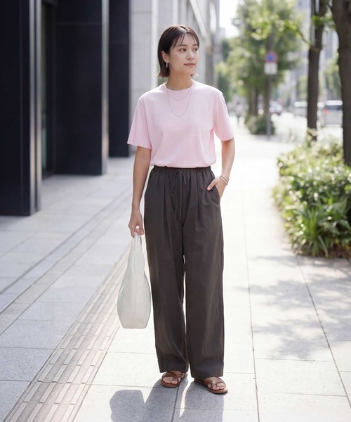 STYLE DELI（スタイルデリ）の「薄手スムースクルーネックTシャツ（Tシャツ/カットソー・レディース・イエロー/ブラック/ピンク/ホワイト・FREE）」の13枚目の写真