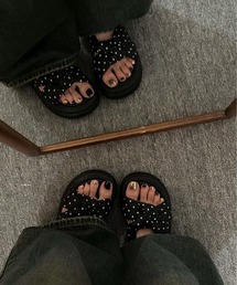 クロスリボン厚底サンダル
