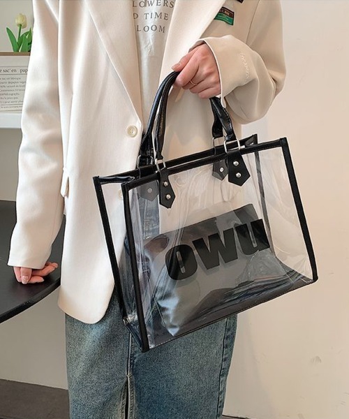 Miniministore(ミニミニストア)の「ロゴクリアバッグ PVCトートバッグ透明(トートバッグ・レディース・ホワイト/クリア/ブラック・FREE)」の3枚目の写真