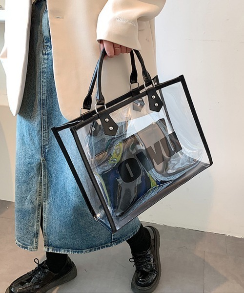 Miniministore(ミニミニストア)の「ロゴクリアバッグ PVCトートバッグ透明(トートバッグ・レディース・ホワイト/クリア/ブラック・FREE)」の7枚目の写真