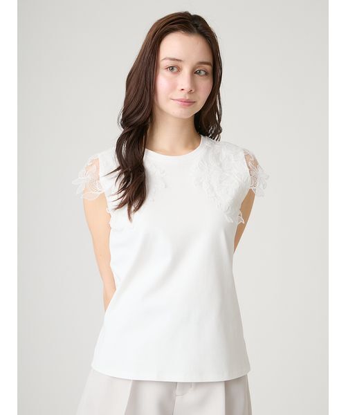 CELFORD(セルフォード)の「【接触冷感】レースショルダーカットソー(Tシャツ/カットソー・レディース・ライトピンク/オフホワイト/グレー・F)」の5枚目の写真