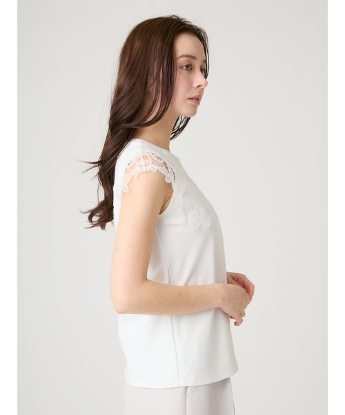 CELFORD(セルフォード)の「【接触冷感】レースショルダーカットソー(Tシャツ/カットソー・レディース・ライトピンク/オフホワイト/グレー・F)」の7枚目の写真