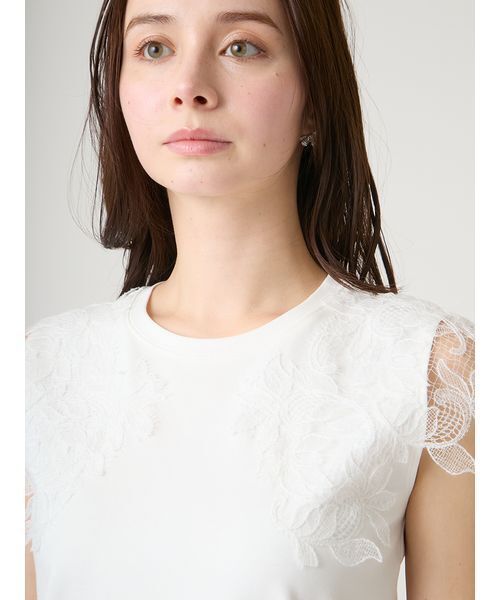 CELFORD(セルフォード)の「【接触冷感】レースショルダーカットソー(Tシャツ/カットソー・レディース・ライトピンク/オフホワイト/グレー・F)」の8枚目の写真