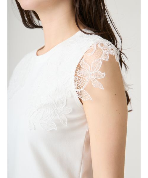 CELFORD(セルフォード)の「【接触冷感】レースショルダーカットソー(Tシャツ/カットソー・レディース・ライトピンク/オフホワイト/グレー・F)」の9枚目の写真