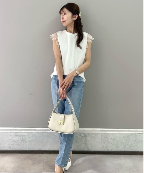 CELFORD(セルフォード)の「【接触冷感】レースショルダーカットソー(Tシャツ/カットソー・レディース・ライトピンク/オフホワイト/グレー・F)」の17枚目の写真