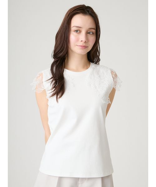 CELFORD(セルフォード)の「【接触冷感】レースショルダーカットソー(Tシャツ/カットソー・レディース・ライトピンク/オフホワイト/グレー・F)」の15枚目の写真