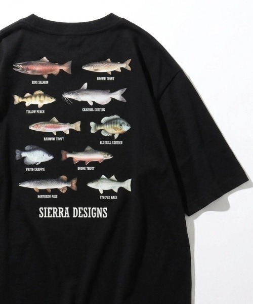 SIERRA DESIGNS(シェラデザイン)の「2026SS SIERRA DESIGNS/シェラデザイン フィッシュイラストバックプリント 半袖シャツ レディース メンズ(Tシャツ/カットソー・メンズ・ブラック/ベージュ/ホワイト・LL/L/M)」の2枚目の写真