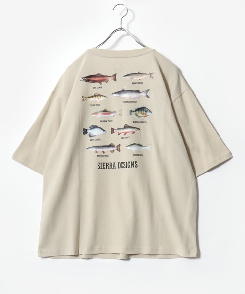 SIERRA DESIGNS(シェラデザイン)の「2026SS SIERRA DESIGNS/シェラデザイン フィッシュイラストバックプリント 半袖Tシャツ レディース メンズ(Tシャツ/カットソー・メンズ・ブラック/ベージュ/ホワイト・LL/L/M)」の8枚目の写真