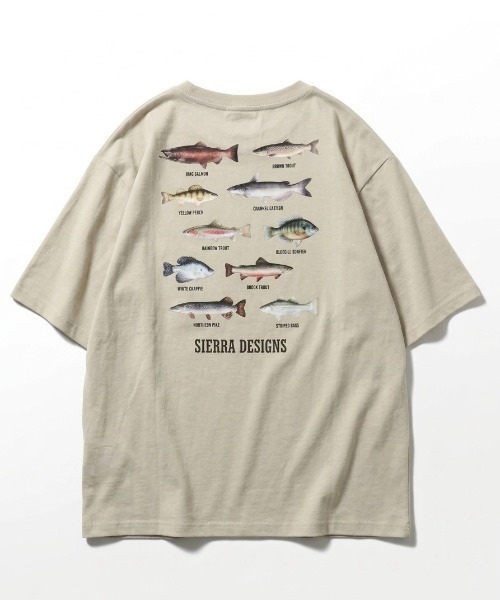 SIERRA DESIGNS(シェラデザイン)の「2026SS SIERRA DESIGNS/シェラデザイン フィッシュイラストバックプリント 半袖Tシャツ レディース メンズ(Tシャツ/カットソー・メンズ・ブラック/ベージュ/ホワイト・LL/L/M)」の15枚目の写真