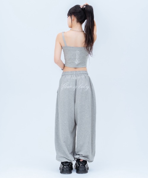 INTER FACTORY(インターファクトリー)の「AIRI ストーンコード刺繍スウェットパンツ(その他パンツ・レディース・グレー/ブラック・FREE)」の11枚目の写真