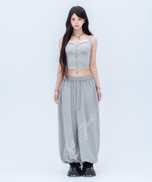 INTER FACTORY(インターファクトリー)の「AIRI ストーンコード刺繍スウェットパンツ(その他パンツ・レディース・グレー/ブラック・FREE)」の10枚目の写真